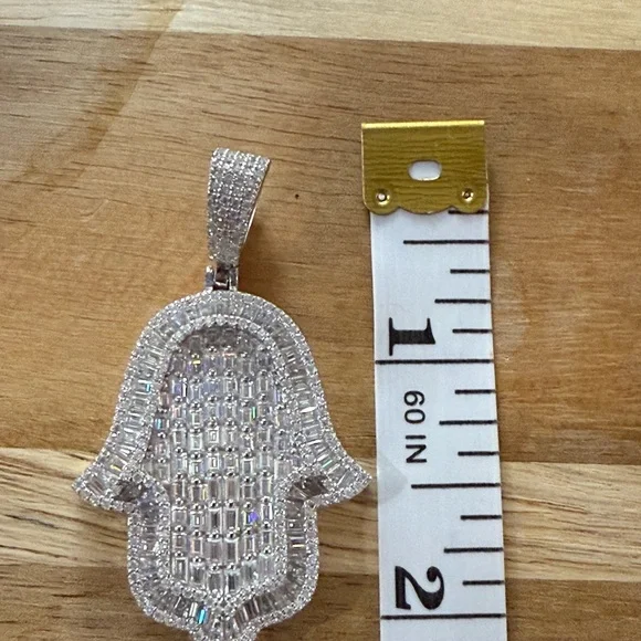 925 Sterling Silver Moissanite Hamsa Pendant